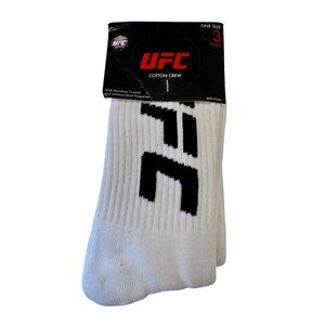 3- UFC Crew Socks White Black NWT Cotton Antimicrobial Moisture Control